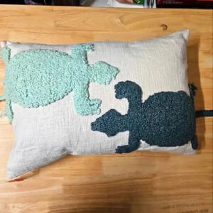 Opal House Decorative Pillow with Green Lizards
